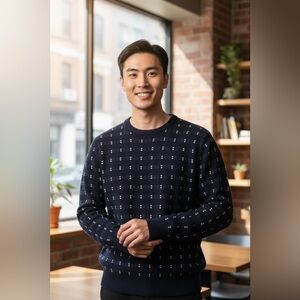 J. Crew - Small- Dark Blue Lambswool Sweater Men’s Wool